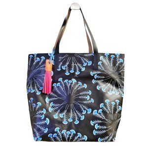 JUICY COUTURE Rare 'Carry Me' Tote Coated PVC & Leather (Black & Blue) - GUC